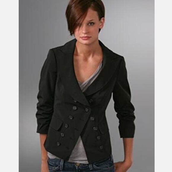 Elizabeth and James Jackets & Blazers - VINTAGE Elizabeth and James blazer - black, double breasted, ruched sleeves